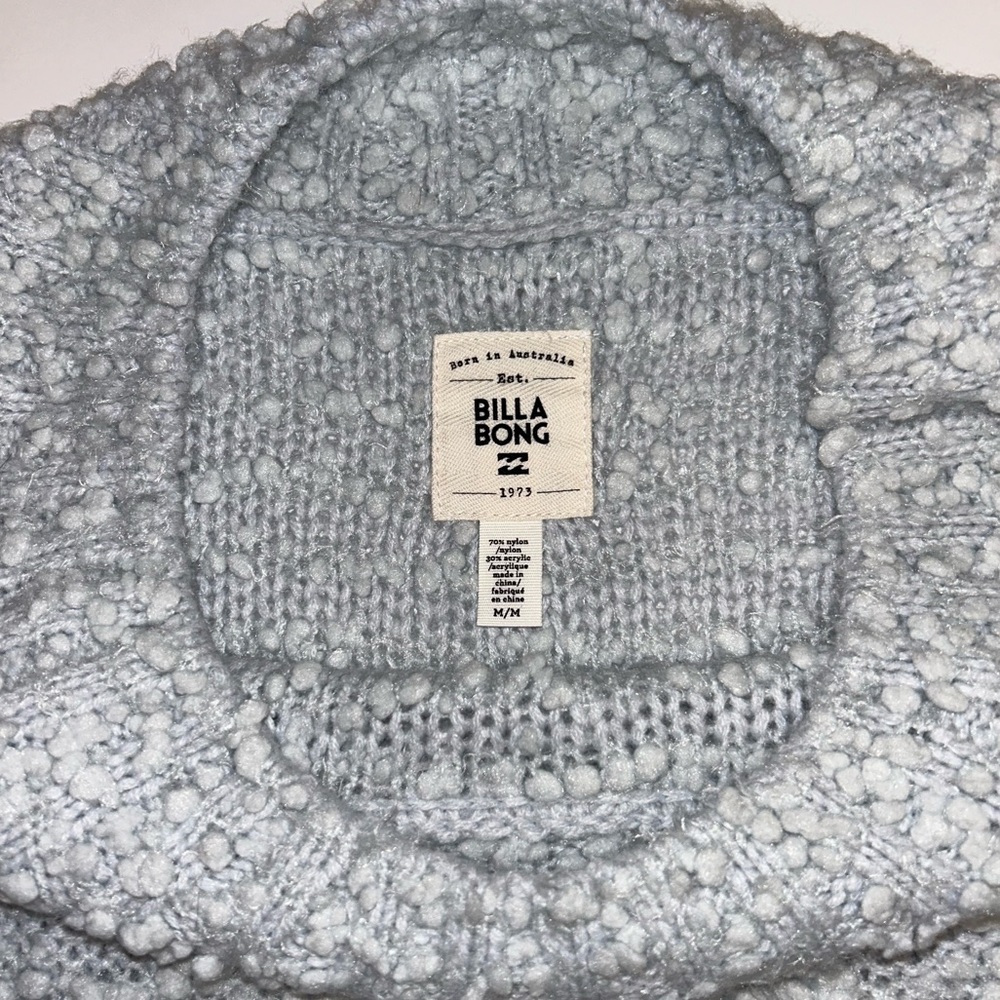 BillaBong pale blue, cowl neck popcorn sweater sz‎ Medium - Picture 5 of 9